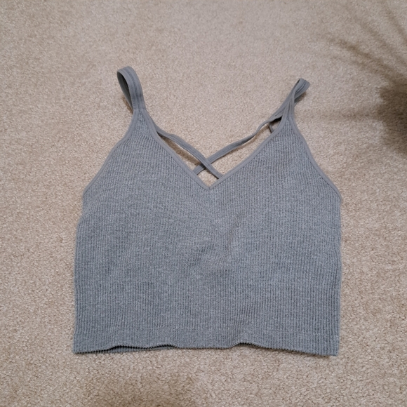 Lemon Set Of 2 Ribbed Yoga Bras Women's Size Small Grey Black Seamless NWOT - Picture 7 of 12